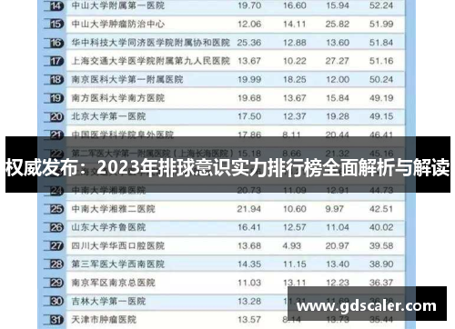 权威发布：2023年排球意识实力排行榜全面解析与解读